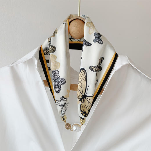 【懒人必备✨磁吸扣丝巾+珍珠项链】一秒搞定优雅造型💎磁吸扣丝巾 ，珍珠项链懒人装饰 ，夏秋scarf护颈装饰新款领巾，护颈保暖又时尚，夏秋出街必入❗ 商品图3