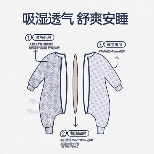 Domiamia 婴幼儿薄夹棉安抚公仔分腿睡袋 商品图1