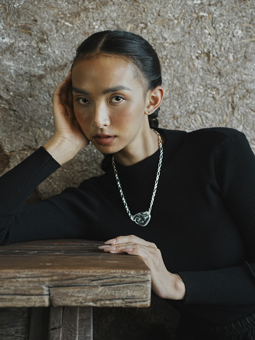 白水晶祥云银项链