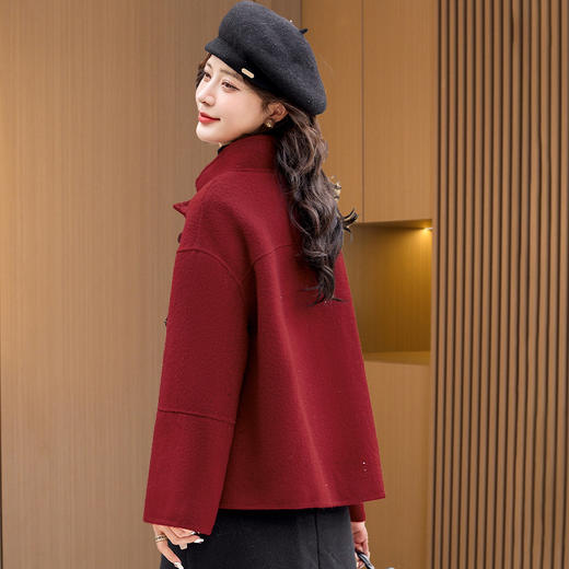 双面羊绒斗篷大衣外套，时尚显瘦本命年小香风毛呢HR-ZYQQ59 商品图1