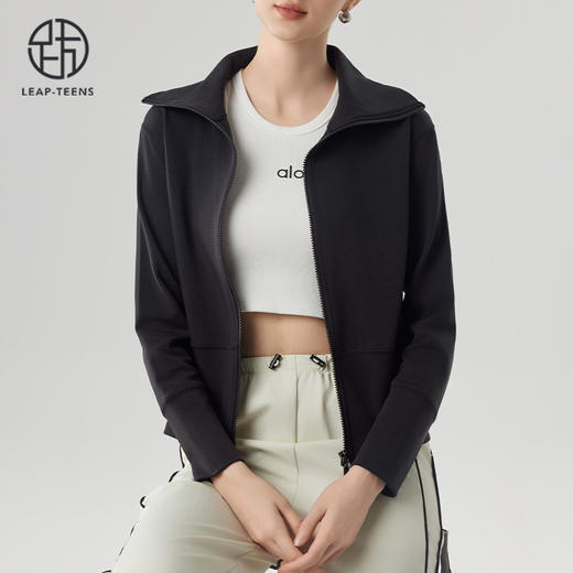 跃牌【砂洗空气层系列】女砂洗全拉链翻领外套W11G2 商品图6