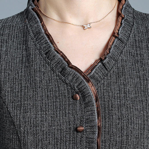 QYM 65095-Y时尚长袖连衣裙气质妈妈装中长裙 商品图3