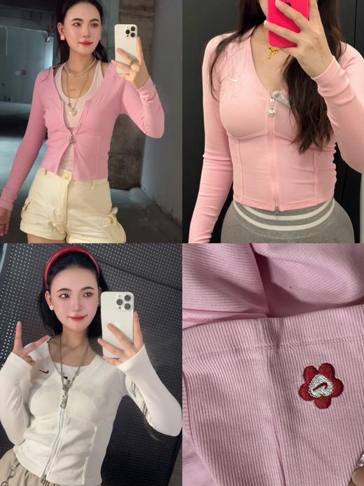 N&K休闲开衫短款修身鱼骨衣（粉色蕾姐上身M） 商品图0