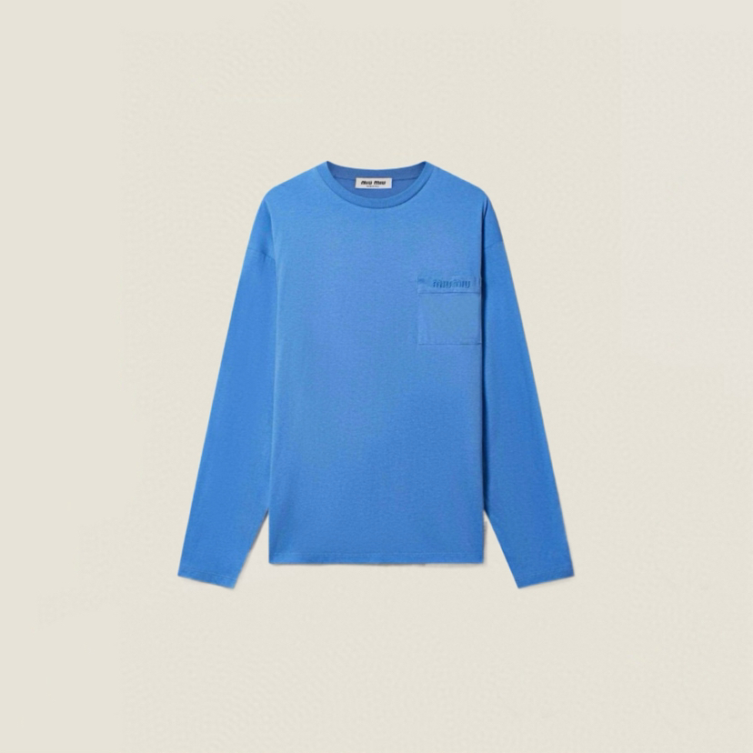 MIU-T 口袋刺绣蓝色长袖