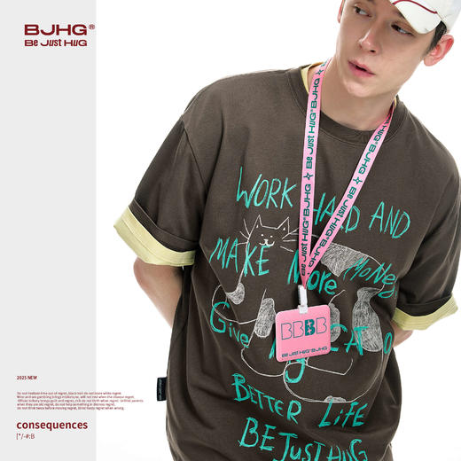 BJHG不计后果 趣味插画t恤短袖男夏季速干凉感抑菌防晒功能性T恤 商品图4