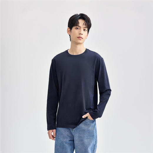 佐丹奴长袖T恤男装秋冬新款t恤衫男士纯色圆领打底衫13025861 商品图0