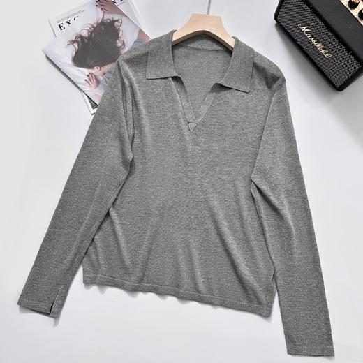 isabelle marran伊莎贝尔早秋老钱风天丝亚麻polo领衫JS3699015 商品图4