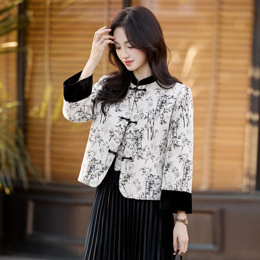 HR ZYF8886新中式国风复古唐装印花高级感小香风外套 商品图2