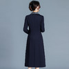 QYM H3352-Y妈妈装时尚格纹西装领连衣裙 商品缩略图2