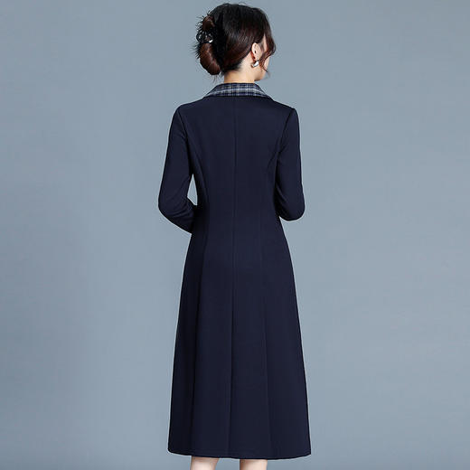 QYM H3352-Y妈妈装时尚格纹西装领连衣裙 商品图2