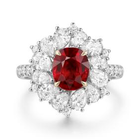 时光宠耀红宝石戒指 18k金钻石围镶红宝戒指MEMORA诗普琳RR224701