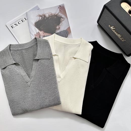 isabelle marran伊莎贝尔早秋老钱风天丝亚麻polo领衫JS3699015 商品图7