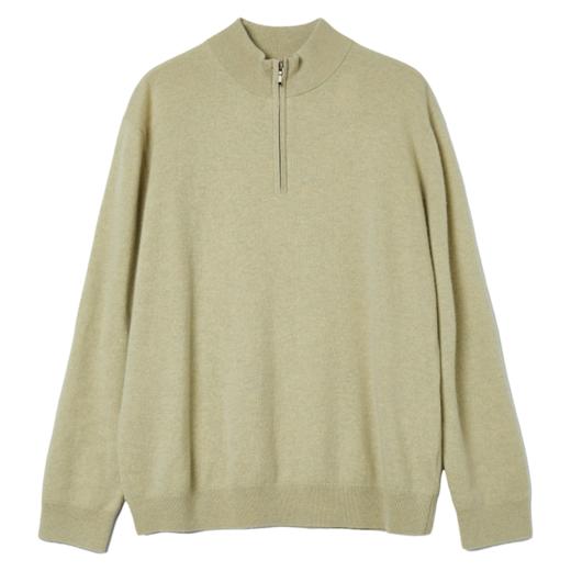 棉仓367826045-微宽松羊毛羊绒半开襟毛衣 商品图2