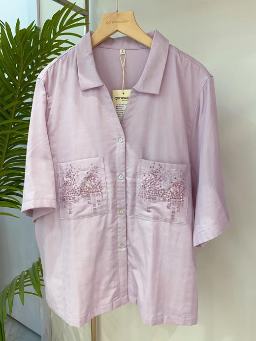 松植屋【星空】翻领开门襟短袖长裤套装直筒裤型慵懒显瘦藏肉女款双层纱睡衣 商品图4