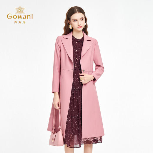 【两色】乔万尼新品2025秋挺括X型收腰拼接蕾丝中长款风衣ED3A317 商品图2