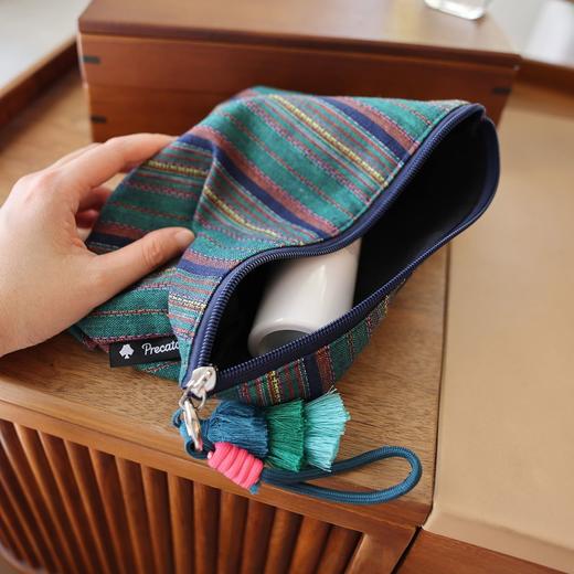 彩色条纹流苏手拎民族风情布艺拉链化妆包女生旅行收纳包小众设计 商品图2