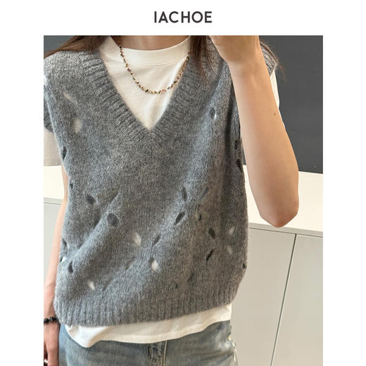 棉仓3621599005-含羊驼毛镂空马甲 商品图2