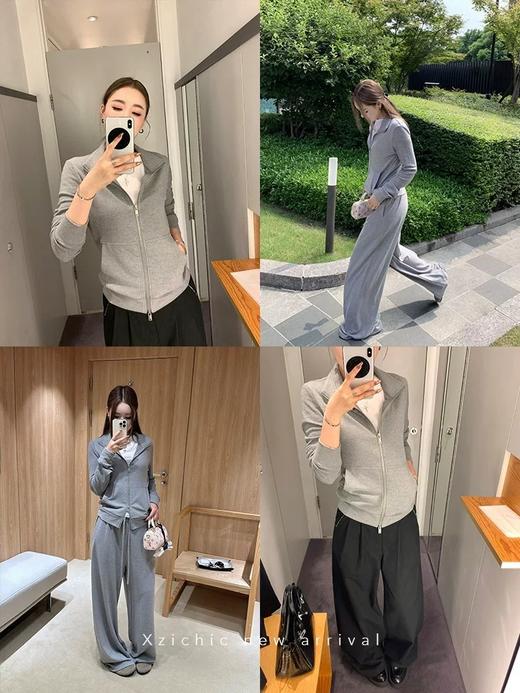 Athflow风连帽外套+阔腿裤针织套装 商品图1