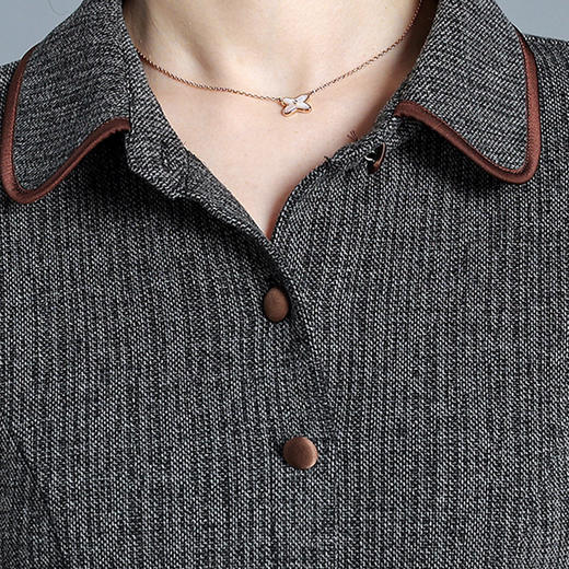 QYM 65096-Y简约时尚连衣裙系带收腰妈妈装百褶A字裙 商品图3