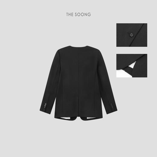 THESOONG"极简溯源"羊毛精工立裁手工缝扣无领西装外套HWWT7467 商品图2