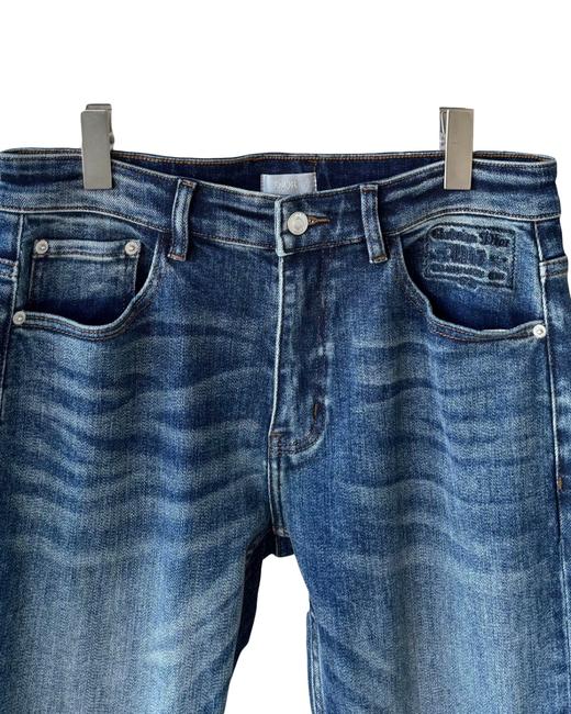 男款做旧微弹刺绣小直筒牛仔裤长裤010 商品图2