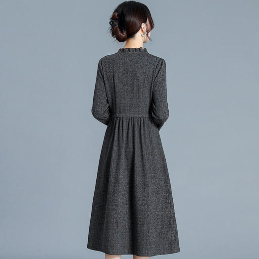 QYM 65095-Y时尚长袖连衣裙气质妈妈装中长裙 商品图2