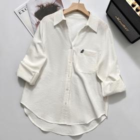 isabelle marran伊莎贝尔秋季气质翻折V领重工刺绣衬衫JS3693004