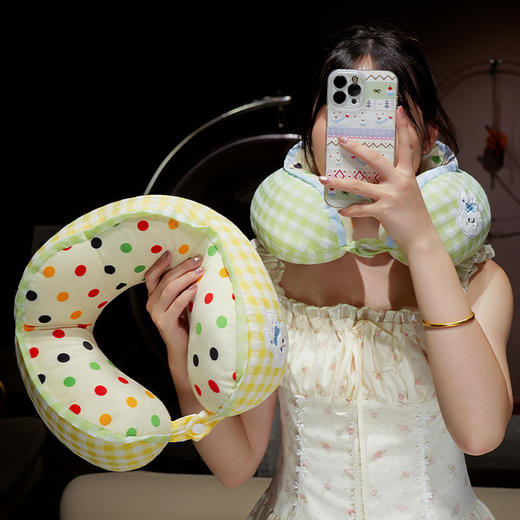 自然醒泡泡纱驼峰波点格子U型枕QYL 商品图12