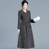 QYM 65095-Y时尚长袖连衣裙气质妈妈装中长裙 商品缩略图1