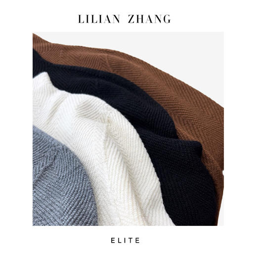 LILIAN ZHANG 琥珀流光—鱼骨纹半高领长袖羊毛针织套衫 2508002 商品图4