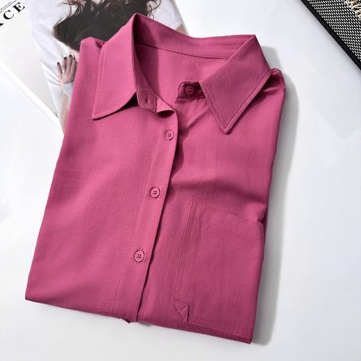 isabelle marran伊莎贝尔树莓红折角口袋棉感衬衫JS3692841 商品图2