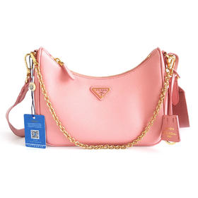 【95新】Prada普拉达花瓣粉色全皮hobo三合一单肩斜挎包 女士 110925NJS09 现售价：8180