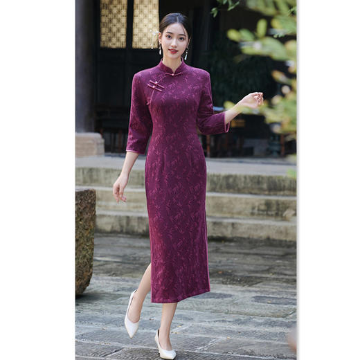 复古中国风，长款七分袖旗袍GX-209652 商品图0