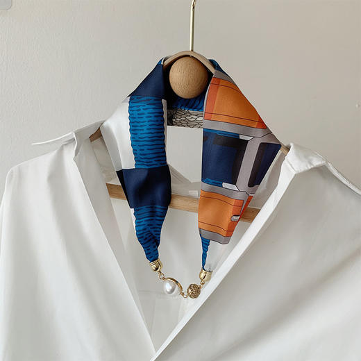 【懒人必备✨磁吸扣丝巾+珍珠项链】一秒搞定优雅造型💎磁吸扣丝巾 ，珍珠项链懒人装饰 ，夏秋scarf护颈装饰新款领巾，护颈保暖又时尚，夏秋出街必入❗ 商品图13