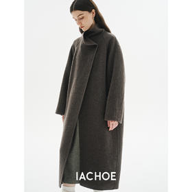 棉仓3571566002-肌理感长款毛呢大衣女装