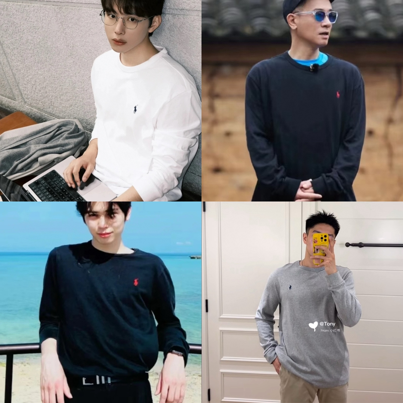 31-2开门红 秒杀亏清‼️渠道小马刺绣 重磅棉柔耐洗涮 男士平纹针织长袖 似卫衣似T恤 内搭外穿