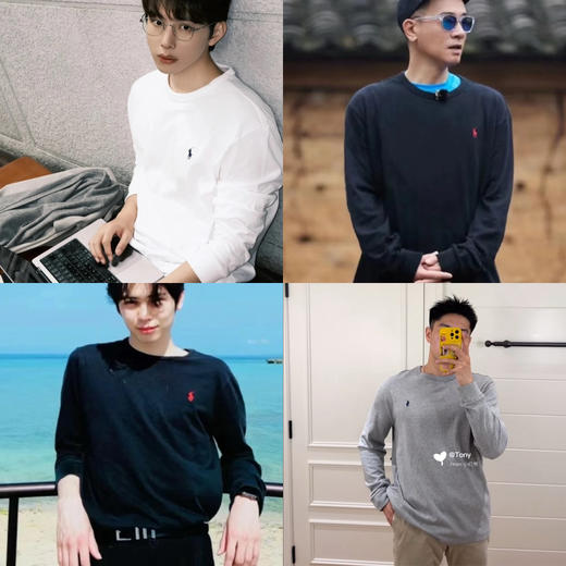 31-2开门红 秒杀亏清‼️渠道小马刺绣 重磅棉柔耐洗涮 男士平纹针织长袖 似卫衣似T恤 内搭外穿 商品图0