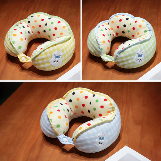 自然醒泡泡纱驼峰波点格子U型枕QYL 商品图7