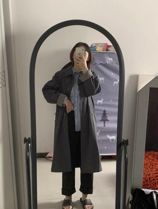 余煦格子拼接风衣3116秋上新款时尚百搭显瘦外套 商品图5