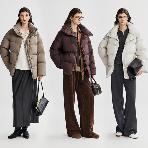 棉仓366615012-可翻折立领中长款羽绒服 商品图4