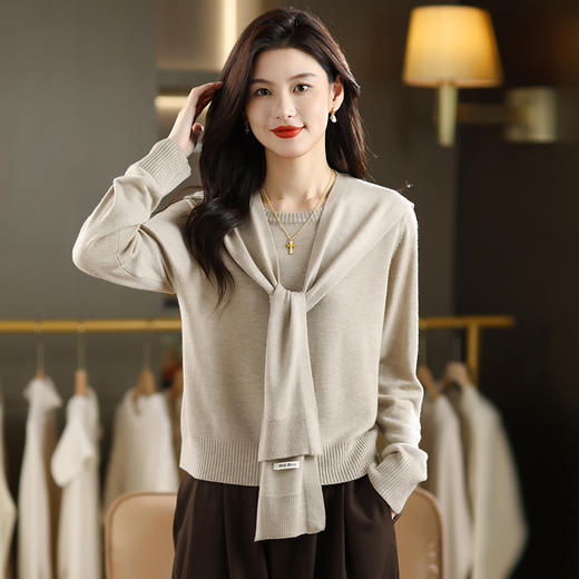 CC 101-9512带披肩假两件宽松显瘦针织衫 商品图2