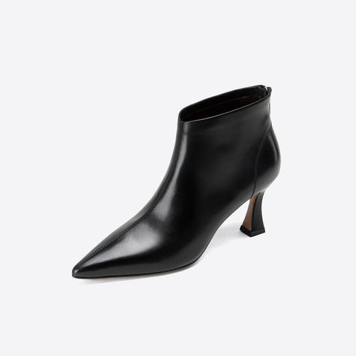 Westory2025年冬季尖头中跟胎牛极简款后拉链通勤百搭短靴S25DS85941 商品图8