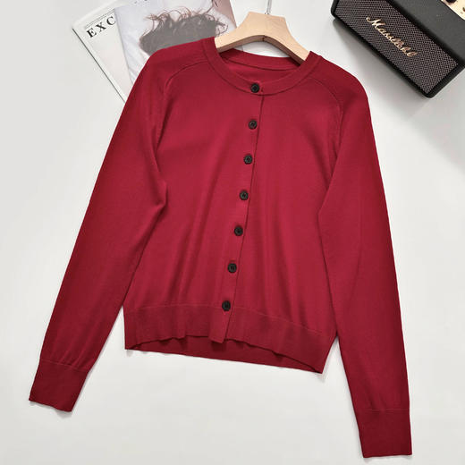 isabelle marran伊莎贝尔显白车厘子红天丝针织开衫JS3699031 商品图0