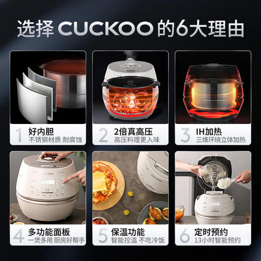 福库（CUCKOO）3L/5L小白贝韩国原装进口电饭煲IH电磁加热智能预约自动洗涤多功能语音2.0高压电饭锅电器不粘锅电炖锅 商品图1