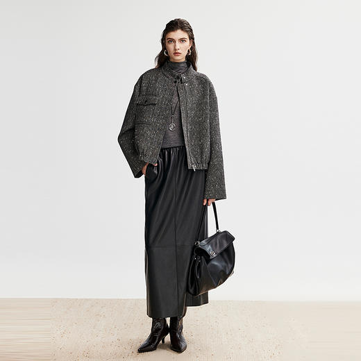 棉仓366617002-PU抽绳半裙 商品图3