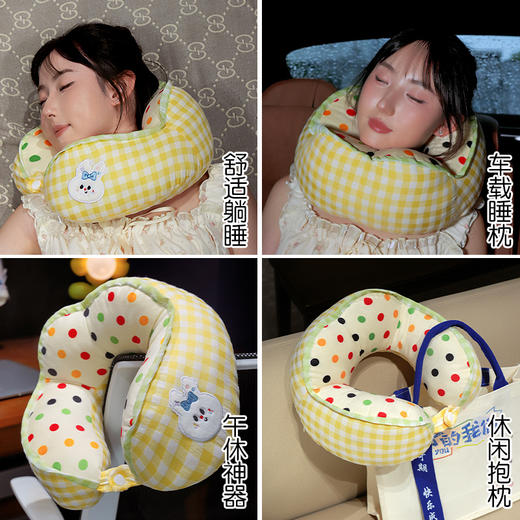 自然醒泡泡纱驼峰波点格子U型枕QYL 商品图6