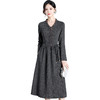 QYM 65095-Y时尚长袖连衣裙气质妈妈装中长裙 商品缩略图4