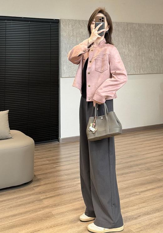 复古美式帅爆了立领纽扣麂 商品图12