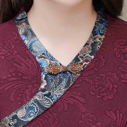 喜婆婆婚宴礼服旗袍裙，改良复古裙中长款长衩提花连衣裙QYM-LRX-J5C528-Y 商品图3