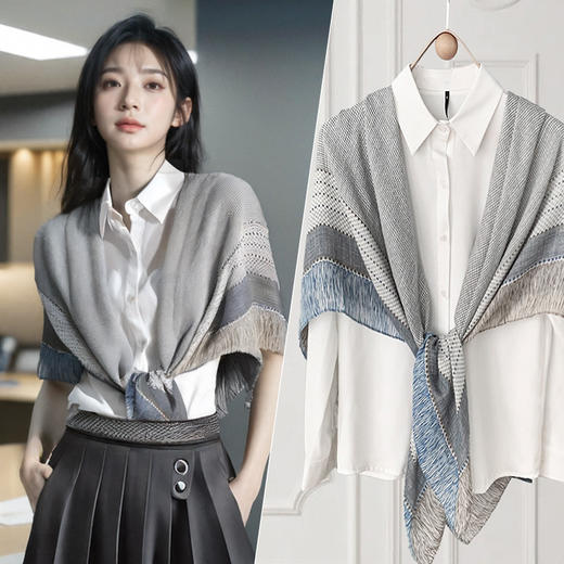 【刘亦菲同款✨夏秋必备披肩】空调房不怕冷❄️小坎肩披肩外搭 女夏季空调房披肩 配裙子开衫大方巾 多用百搭大方巾  配裙子更显仙气  多功能百搭  时尚与实用兼具 商品图0